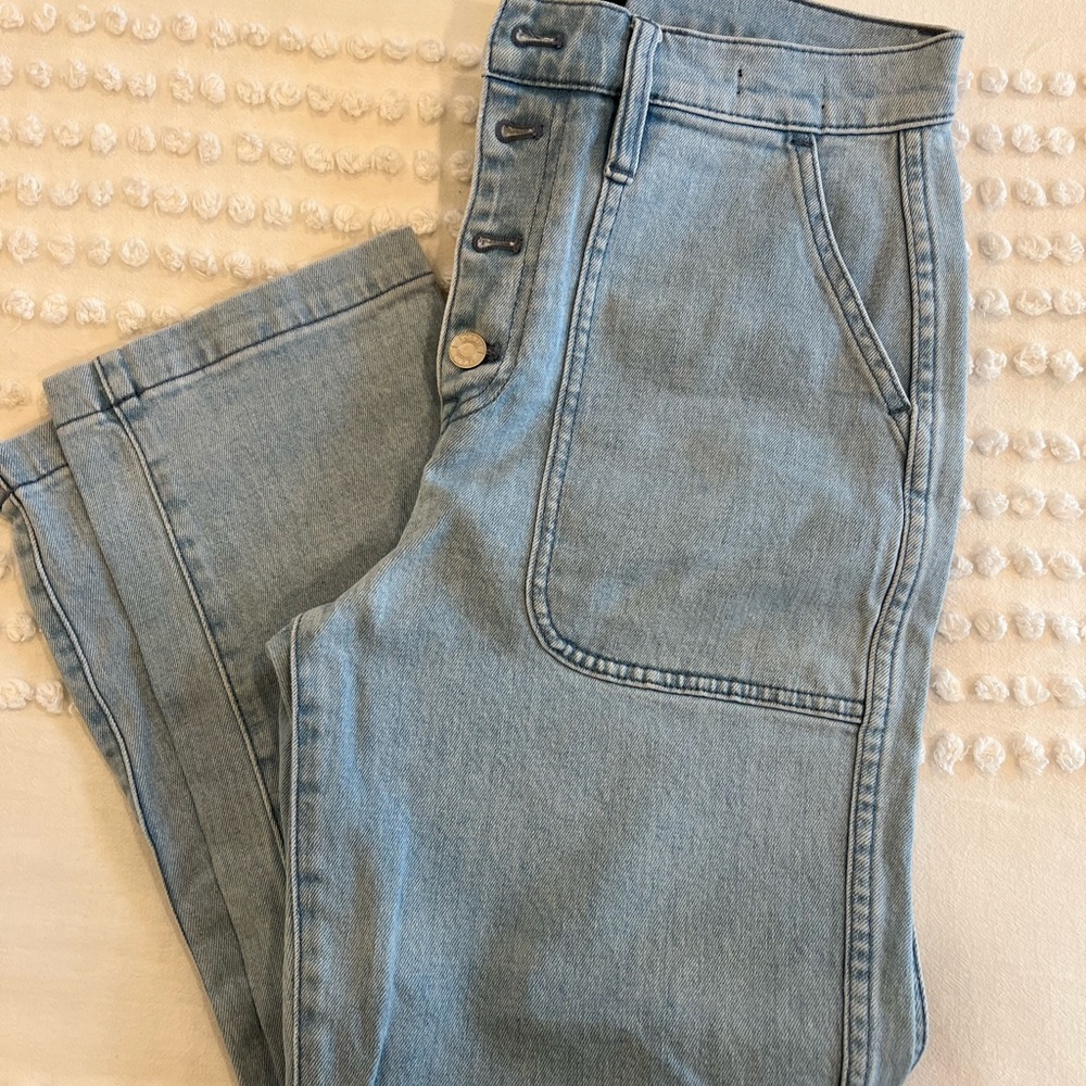 Jcrew Women's Light Blue Jeans - size 28, Straight Leg Crop